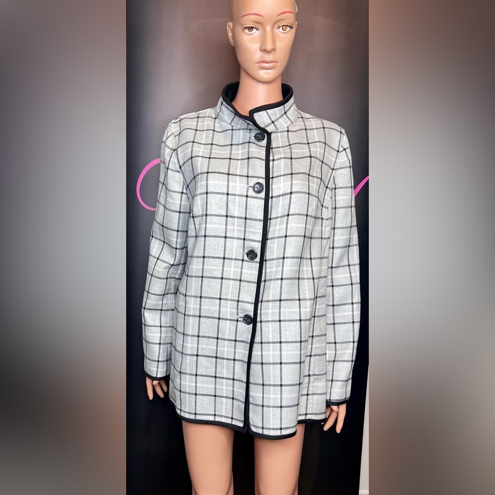 Jones New York Checkered Blazer in Black and White